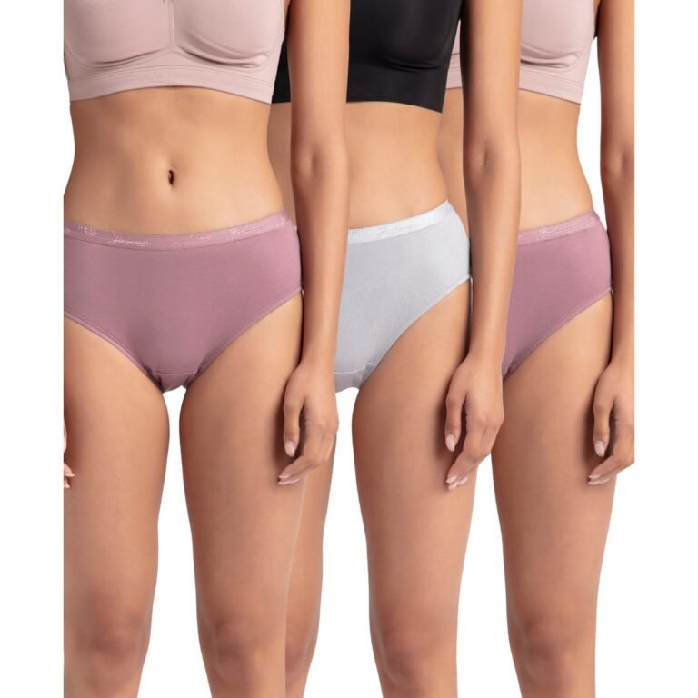Jockey 1523 Women’s High Coverage Super Combed Cotton Mid Waist Hipster with Ultrasoft Exposed Waistband and StayFresh Treatment (Pack of 3_Colors & Prints May Vary)