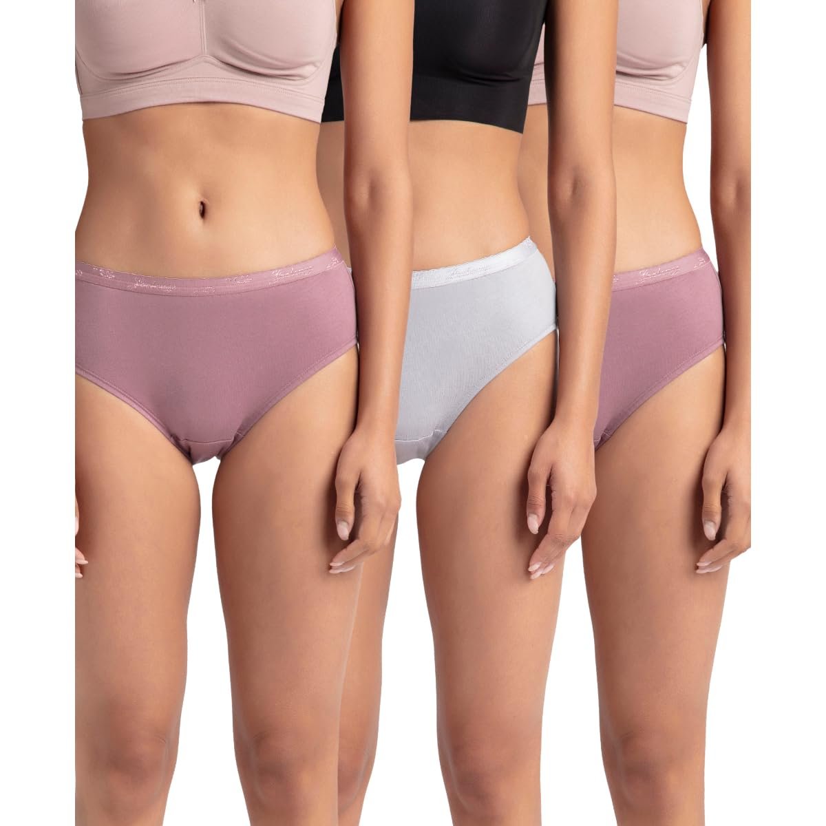 Jockey 1523 Women’s High Coverage Super Combed Cotton Mid Waist Hipster with Ultrasoft Exposed Waistband and StayFresh Treatment (Pack of 3_Colors & Prints May Vary)
