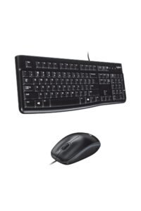 Logitech MK120 Wired USB Keyboard and Mouse Set for Windows, Optical Wired Mouse, Full-Size Keyboard, USB Plug-and-Play, Compatible for PC, Laptop – Black