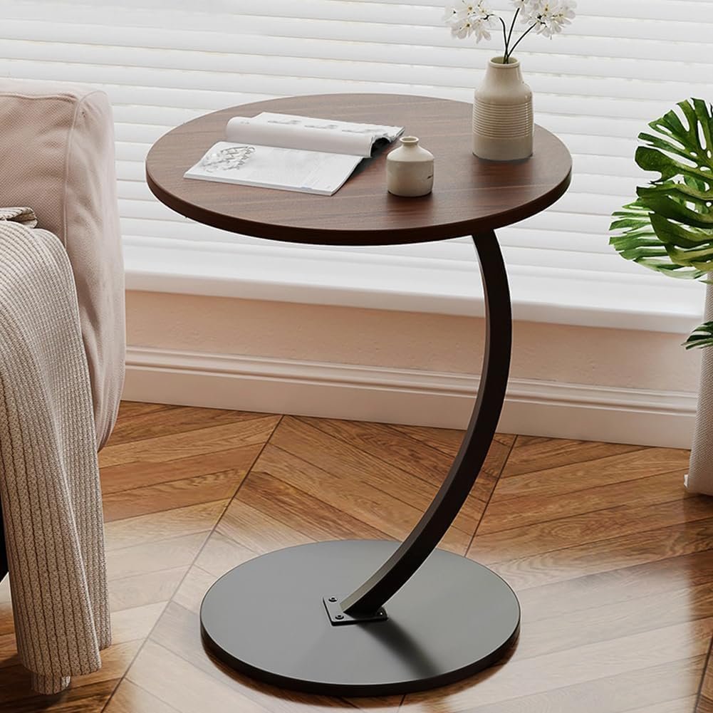 HOOBRO Side Table Stands Couch Side, Swivel TV Tray Table, C-Shaped End Table, Small Center Table for Home Office for Bedroom, Foldable Standing Comfort with Home, Kitchen, Office (YZ-02-Nut Brown)