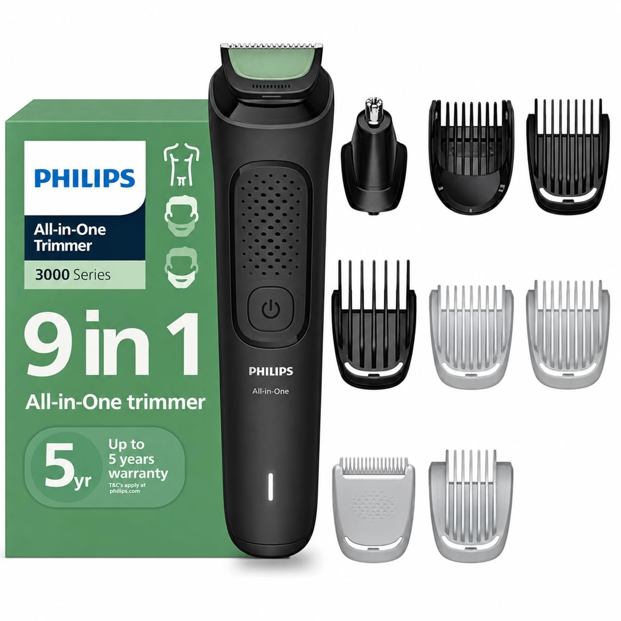 Philips India’s No.1 Men’s Trimmer* | One stroke beard trimming | All-in-One Grooming Kit- Face, Hair, Body | Ear/Nose attachment | Safe for Sensitive Skin | 60 mins runtime | 2yrs warranty* | MG3927
