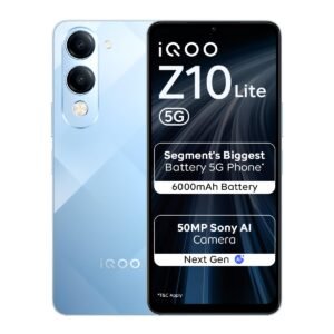 iQOO Z10 Lite 5G (Titanium Blue 2026, 4GB RAM, 128GB Storage) | Dimensity 6300 5G Processor | 50MP Sony AI Camera | 6000 mAh Battery | IP64 Rated & Military Grade Shock-Resistance*