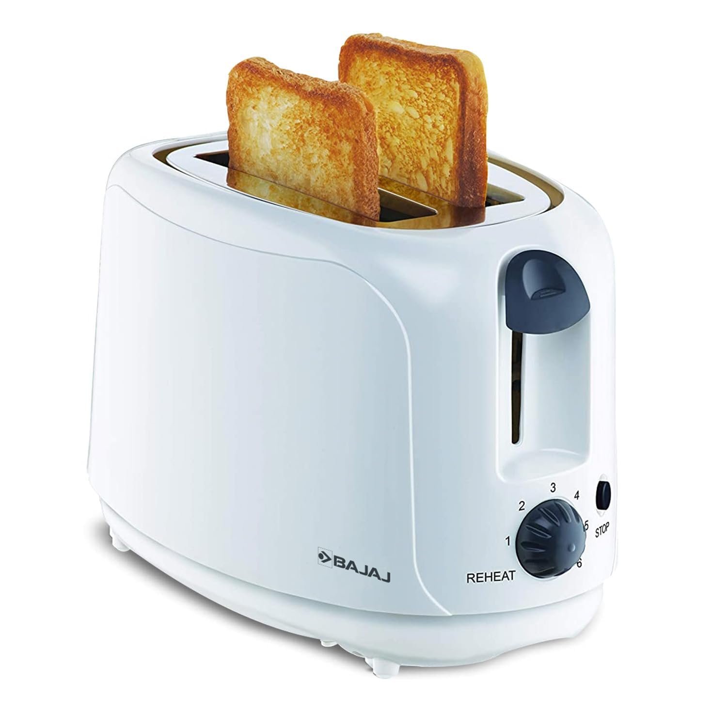 Bajaj ATX 4 750 watts 2-Slice Pop-up Toaster | Dust Cover & Slide Out Crumb Tray | 6-Level Browning Controls | Mid-Cycle Cancel Feature | 2-Yr Warranty | 750 watts | Electric Toaster 【White】