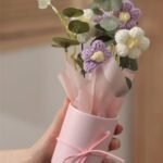 VRB Dec 1pcs Artificial Crochet Flower Bouquet/Artificial Flowers Bunch/Crochet Flowers Bouquet/Crochet Flowers/Flowers Bouquet Gift for Girls Home Decor,Gifting,etc. (Purple Daisy Bouquet)