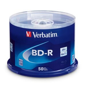 Verbatim BD-R 25GB 6X Blu-ray Recordable Media Disc – 50 Pack Spindle – 98397