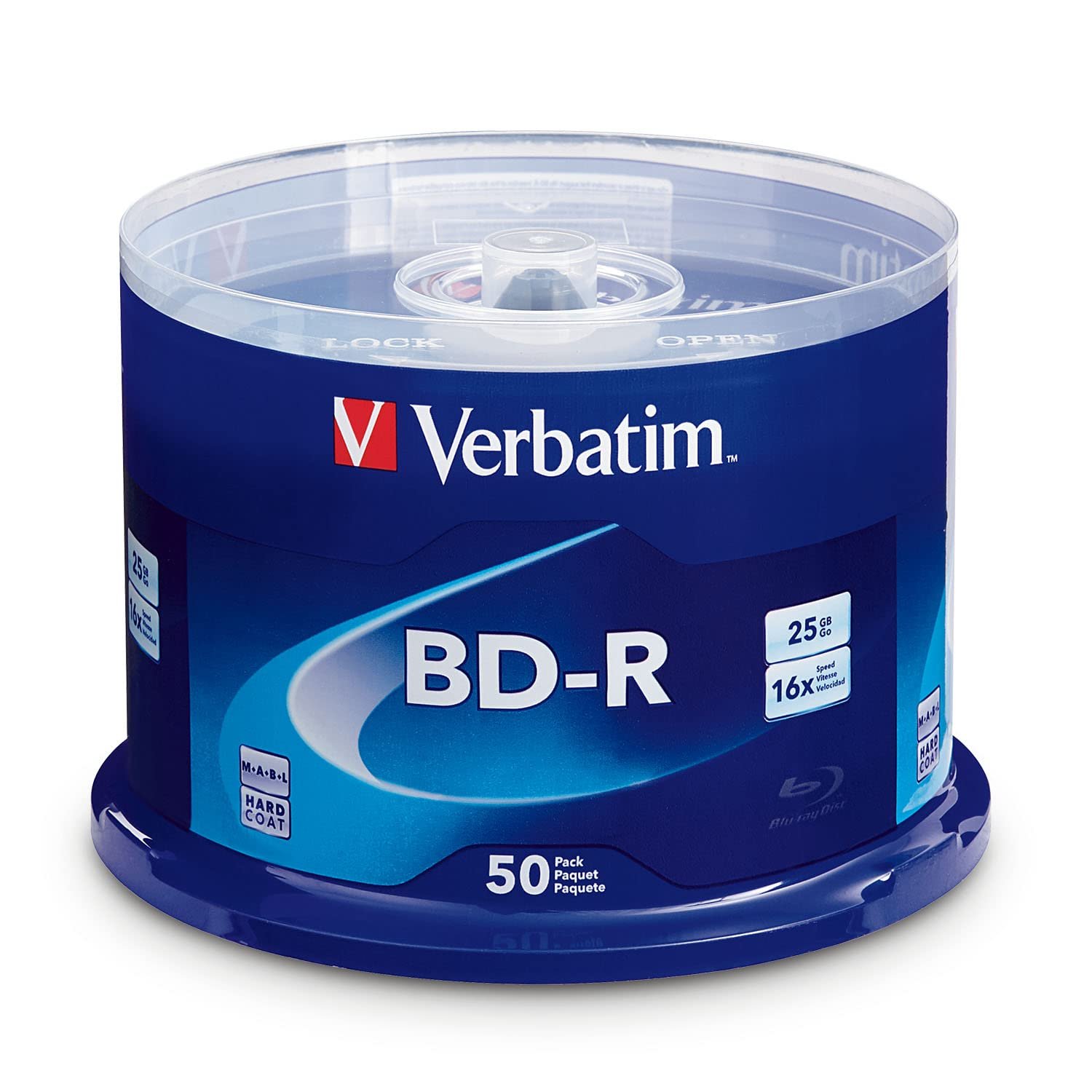 Verbatim BD-R 25GB 6X Blu-ray Recordable Media Disc – 50 Pack Spindle – 98397