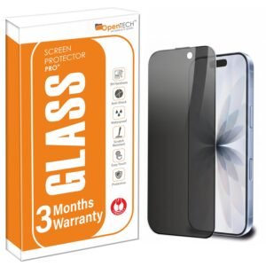 OpenTech® Privacy Tempered Glass Screen Protector Compatible for iPhone 17 with Edge to Edge Coverage – Anti Spy, Case Friendly and Bubble free installation kit (6.3 Inches)