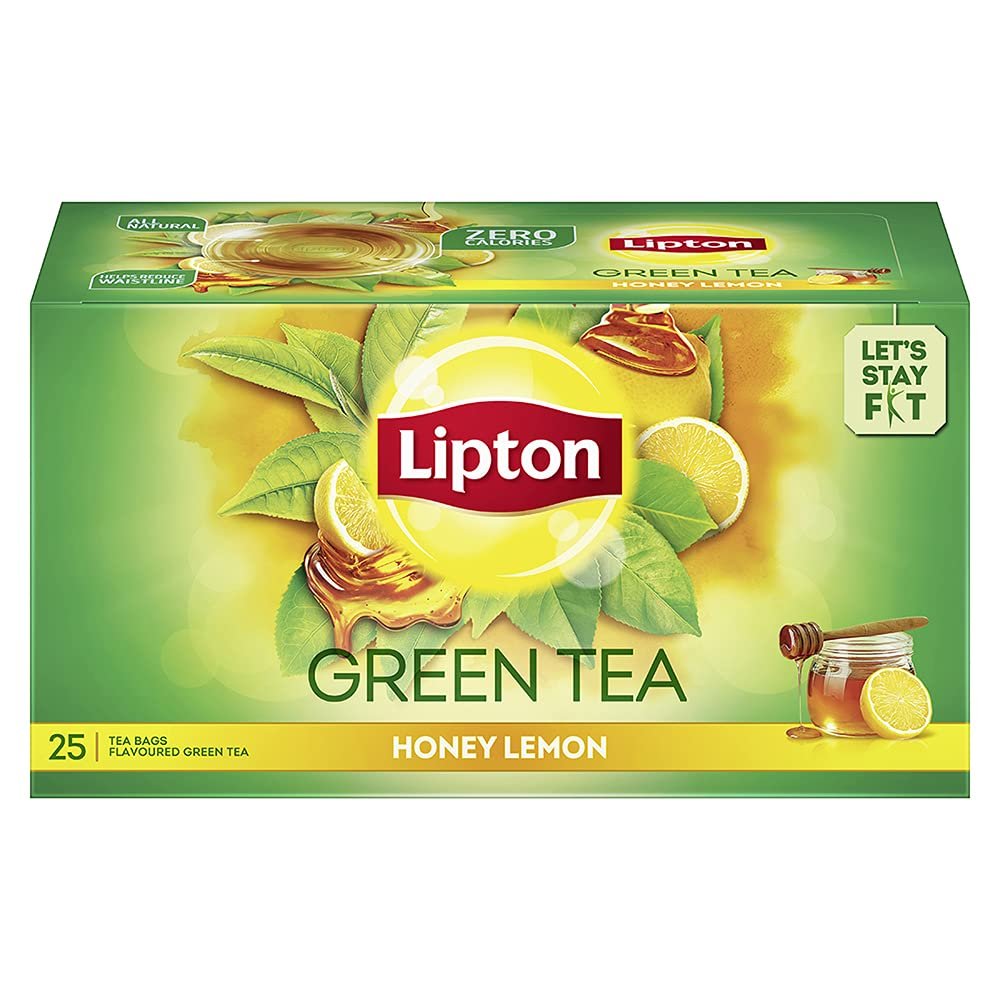 Lipton Green Tea, Honey Lemon, 25 Tea Bags, for Sustainable Weight Loss, with Catechins to Boost Metabolism, Zero Added Sugar, All Natural Ingredients