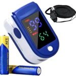 Finger Pulse Oximeter with Larger Screen, Blood Oxygen Monitor with Batteries and Lanyard Included, Finger Pulse Oximeter Color: Navy Blue