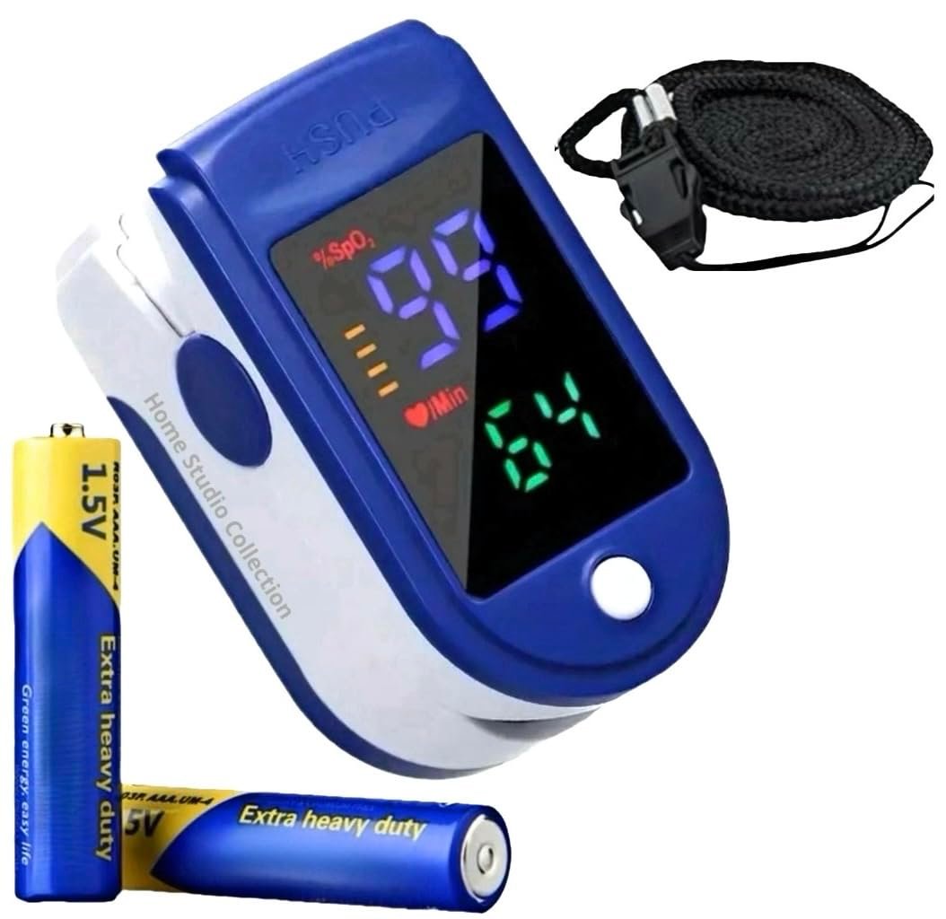 Finger Pulse Oximeter with Larger Screen, Blood Oxygen Monitor with Batteries and Lanyard Included, Finger Pulse Oximeter Color: Navy Blue