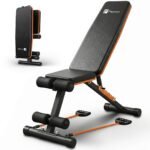 Flexnest Commercial Grade Adjustable And Foldable Gym Bench Incline,Decline & Flat 250 Kg Capacity Fitness Gym Bench with Resistance Ropes For Home Workout,Premium Leather Adjustable Multi-Purpose Machine – Black (Flexbench EZ)