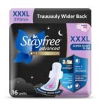 Stayfree Advanced XXXL Thin Sanitary Pads for Women | 16 Soft Cotton Pads for All Night Ultra Comfort | Absorbs 2x More with Wider Back | Prevent Rashes | Odour Control