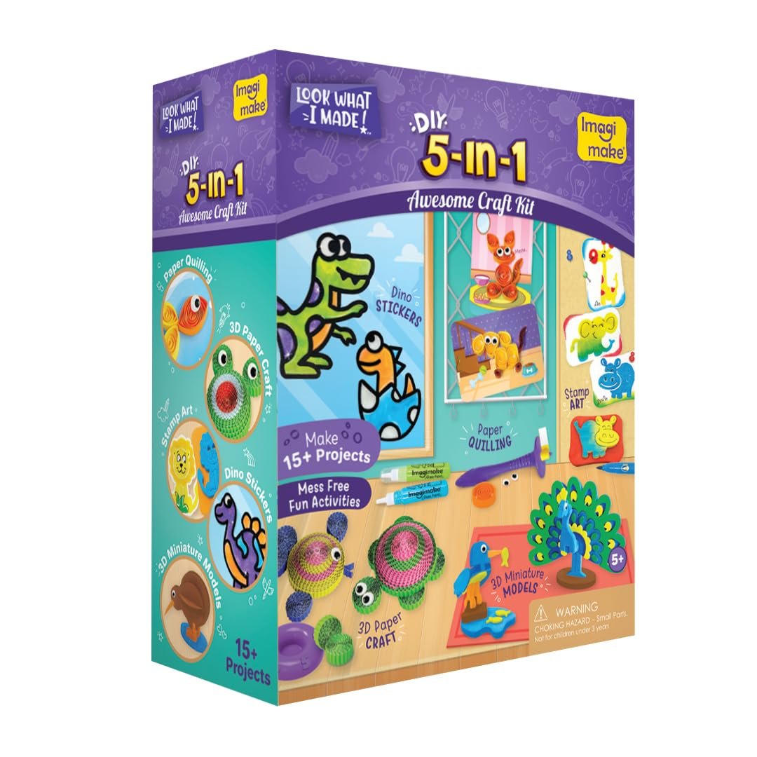 Imagimake DIY 5-in-1 Awesome Craft Kit | Art & Craft for Girls 5-9 Years