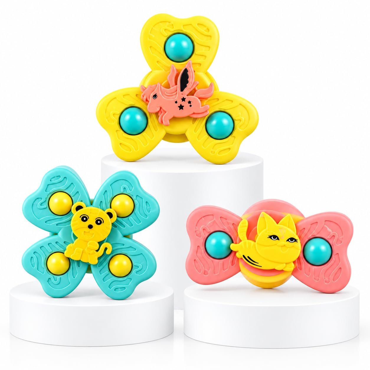 ToyTastic Baby Hand Spinner Toy, Cute Animal Design Fidget Spinner for Kids, Sensory Rotating Spinner Toy for Babies and Toddlers, Colorful Fun Activity Toy