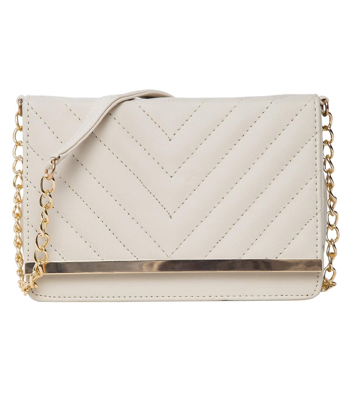 ADISA Women’s Chevron Quilted Crossbody Sling Bag – Stylish Cross Body Handbag for Girls & Women with Gold Chain (SL5022)