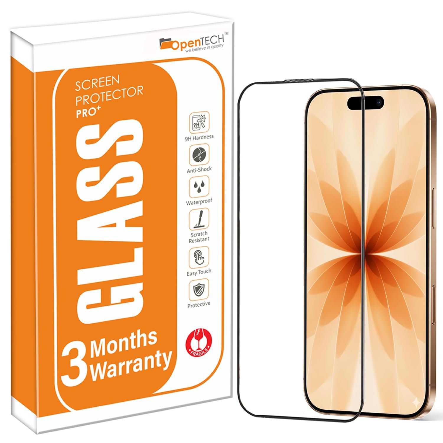 OpenTech® Military-Grade Tempered Glass Screen Protector Compatible for iPhone 17 with Edge to Edge Coverage – Case Friendly, Anti-scratch and Bubble free installation kit (6.3 Inches)