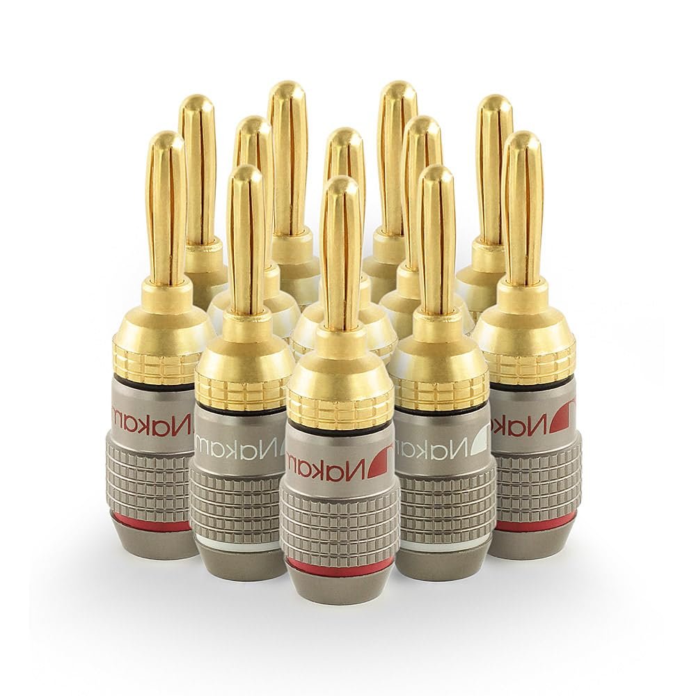 Nakamichi FanLock Excel Series 24k Gold Plated Banana Plugs, 10-18 AWG