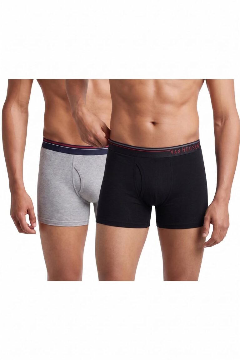 Van Heusen Men’s Cotton Boxer Briefs Pack of 2 | Long Trunk | No ride-up | Super Combed Cotton for softness | Open Front Fly | Moisture‑Wicking | Sweat Absorbant | All‑Day Fresh Technology | Long Lasting Colors |Soft Plush Waistband | Label‑Free Comfort | style 10032