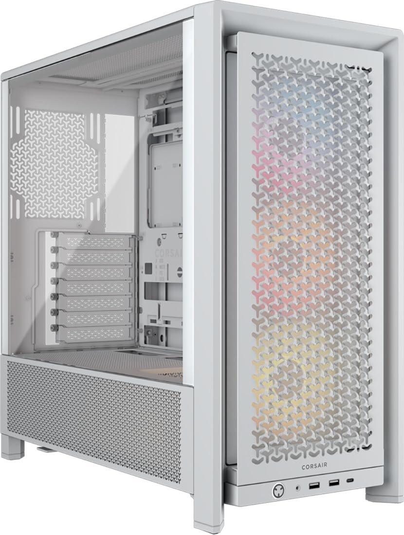 CORSAIR Frame 4000D RS ARGB Modular Mid-Tower ATX PC Case – High Airflow, 3X Pre-Installed RS ARGB Fans, InfiniRail Fan Mounting System, ASUS BTF, MSI Project Zero, Gigabyte Project Stealth – White