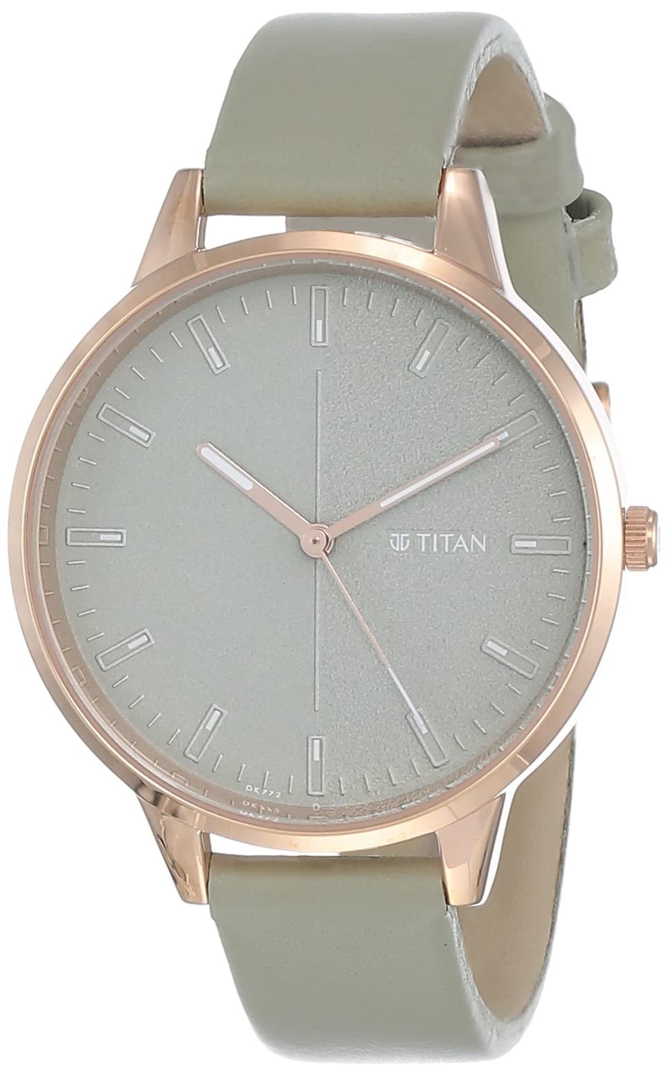 Titan Workwear Quartz Analog Gradient Green Dial Green Leather Strap Watch for Women – NT2648WL01