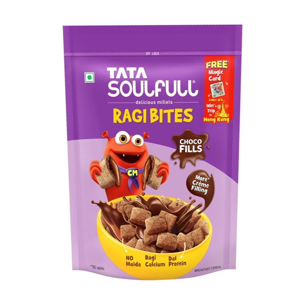 Tata Soulfull Ragi Bites Chocos Fills Breakfast Cereal, No Maida, 250g