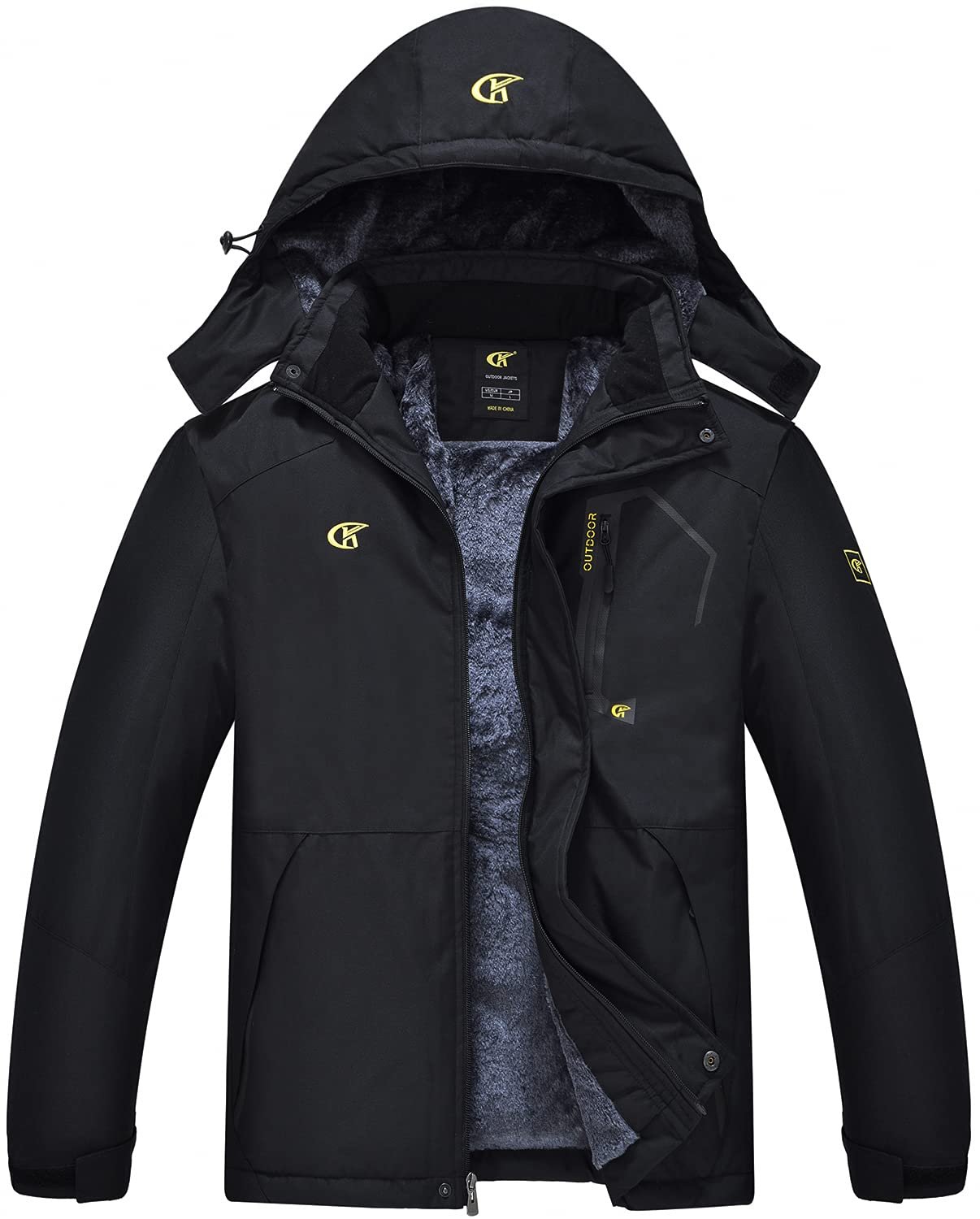 QPNGRP Mens Waterproof Fleece Ski Jacket Windproof Winter Snow Coat