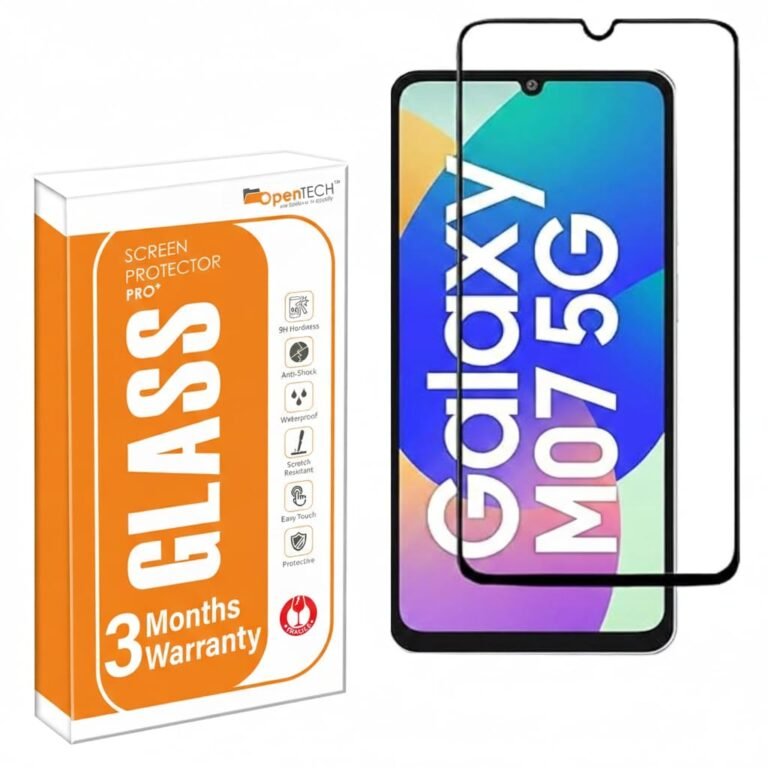 OpenTech® Military-Grade Gorilla Tempered Glass Screen Protector Compatible for Samsung Galaxy M07/ A06 / M06 / A07 / F07 / F07 with Edge to Edge Coverage and Easy Installation kit – Case Friendly Glass