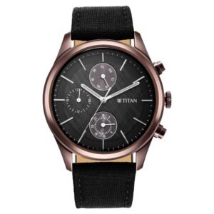 Titan Neo Splash Quartz Multifunction Black Dial Black Leather Strap Watch for Men – NT1805QP01