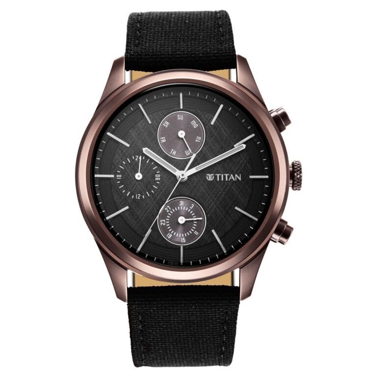 Titan Neo Splash Quartz Multifunction Black Dial Black Leather Strap Watch for Men – NT1805QP01
