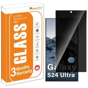OpenTech® Privacy Military-Grade Gorilla Tempered Glass Screen Protector for Samsung Galaxy S24 Ultra with Edge to Edge Coverage – Case Friendly, Anti-scratch and Bubble free installation kit