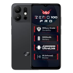 Zeno 100 Pro | 3GB RAM + 5GB Virtual RAM, 64GB Storage | 5000mAh Battery | UNISOC Octa-Core Processor | DTS Sound | Military Grade Protection | 6.6″ 90Hz HD+ Display | Android 15 Go | Natural Black