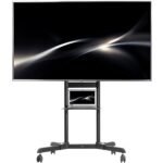 VIVO Mobile TV Cart for 55 to 100 inch Screens up to 165 lbs, LCD LED OLED 4K Smart Flat and Curved Panels, Rolling Stand with Laptop DVD Shelf, Locking Wheels, Max VESA 800×600, Black, STAND-TV100E