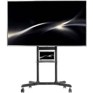 VIVO Mobile TV Cart for 55 to 100 inch Screens up to 165 lbs, LCD LED OLED 4K Smart Flat and Curved Panels, Rolling Stand with Laptop DVD Shelf, Locking Wheels, Max VESA 800×600, Black, STAND-TV100E