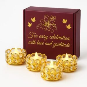 CentraLit Gift Boxe Crystal Votives Bowl Candle Holders Tealight Candle Holder for Home Decoration, Diya Diwali Decoration Lights Centerpieces for Wedding Home Party Table Decor (1Gift Box)