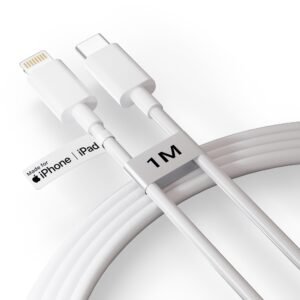 Type C to Lightning Cable (1M) | MFi Certified Fast Charging PD Cable Compatible for iPhone 14/13/12/11/X/8, iPad | Durable Braided Type C to Lightning Charger Cord (White) by AIL_KIN