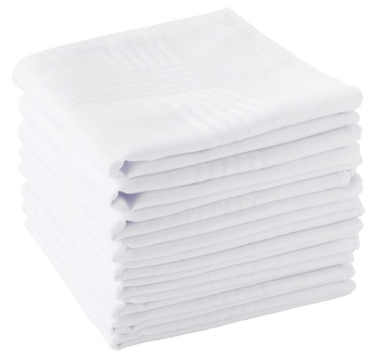 Scotamalone Men’s Handkerchiefs 100% Soft Cotton White Hankie Hankerchieves