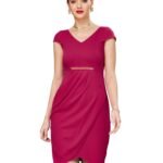 Miss Chase Women’s Comfortable Round Neck Sleeveless Striped Midi Bodycon Dress with Zipper