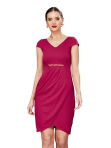 Miss Chase Women’s Comfortable Round Neck Sleeveless Striped Midi Bodycon Dress with Zipper