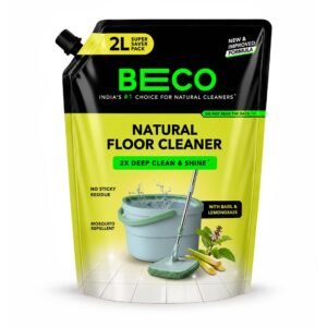 Beco Natural Surface & Floor Cleaning Liquid | 2L Refill Pack | Non Toxic Germ Kill Formula | Lemongrass & Basil Freshness |