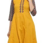 Yash Gallery Women’s Cotton Geometric Print Anarkali Kurta Ethnic Wear