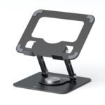 Portronics My Buddy A1, Metal Tablet Stand, 360° Rotating Base, Height & Angle Adjustable, Supports Up to 12 Inch Tablets & 5Kg Load, Foldable & Portable, Anti-Slip Pads (Grey)