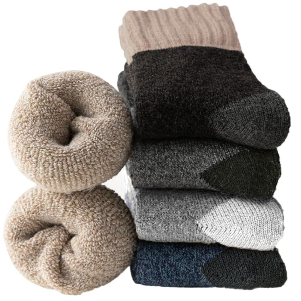 VoJoPi Wool Socks for Men, 5 Pairs Thermal Warm Winter Boot Socks