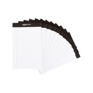 AmazonBasics Narrow Ruled 5 x 8-Inch Writing Pad – White (50 sheets per pad, 12 pack)