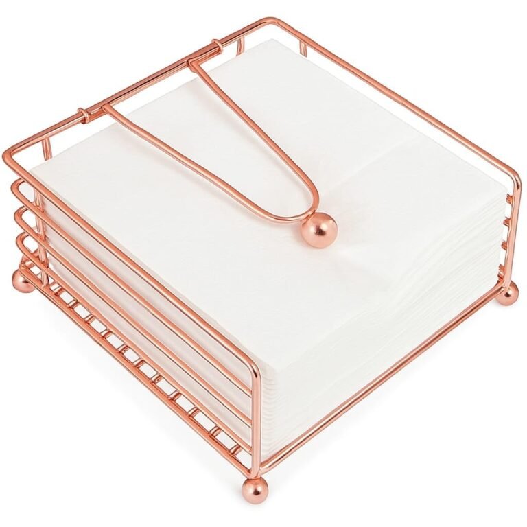 CentraLit Napkin Holder for Dining Table – with Weighted Arm – Modern Tissue Paper Organiser Tissue Roll Holder for Kitchen, Restaurant, Farmhouse, Diwali Decoration – Hotel Tableware (Rose Gold)