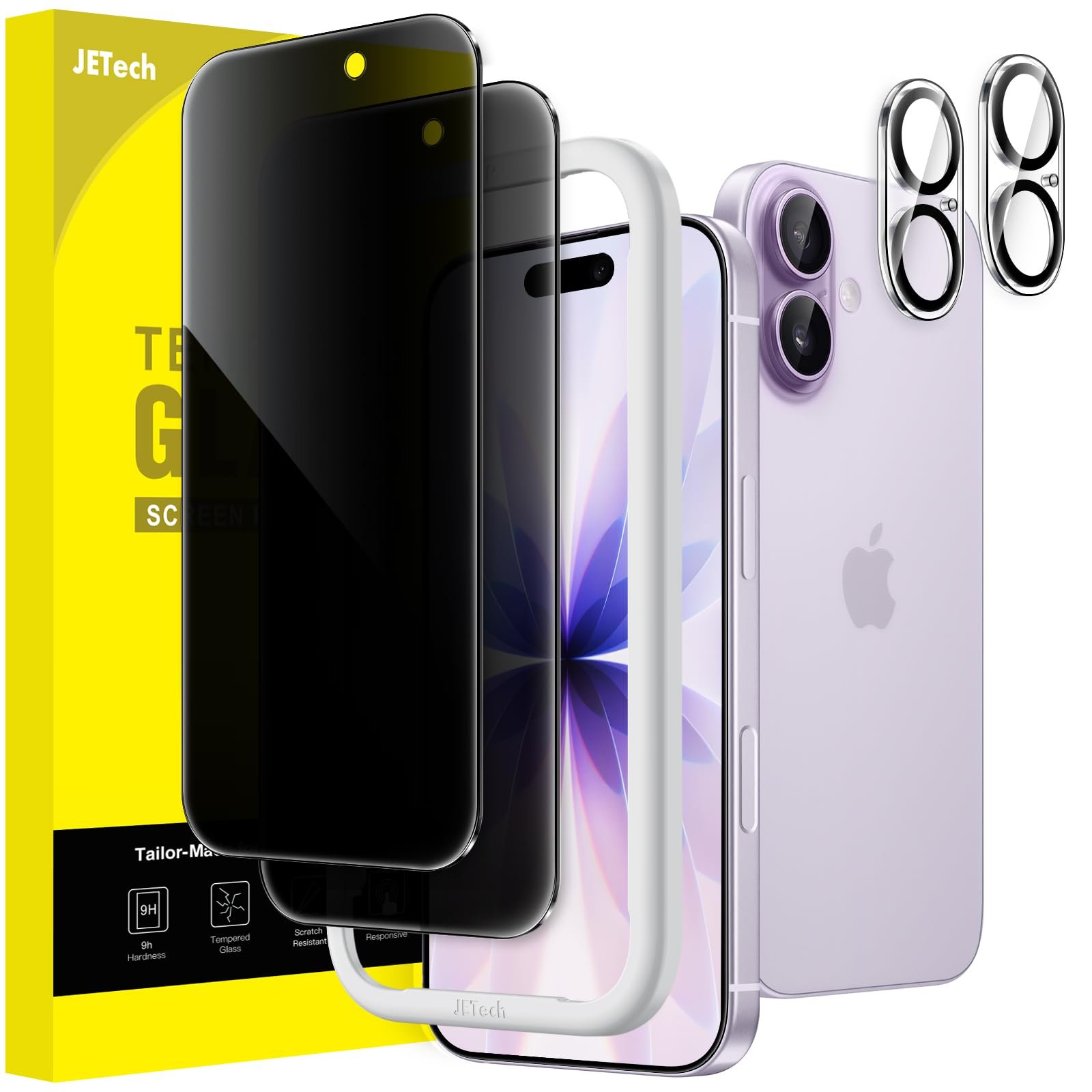 JETech Privacy Screen Protector Guard for iPhone 17, 2+2 Pack