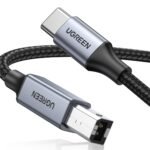 UGREEN USB B to USB C Printer Cable Nylon Braided 1M Grey
