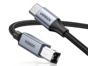 UGREEN USB B to USB C Printer Cable Nylon Braided 1M Grey