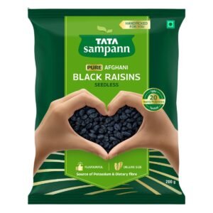 Tata Sampann Pure Afghani Black Raisins Seedless/Kali Kishmish, 200 g, Kali Draksh, Dry Fruits, Flavourful & Delicious Snack, Source of Potassium & Dietary Fibre