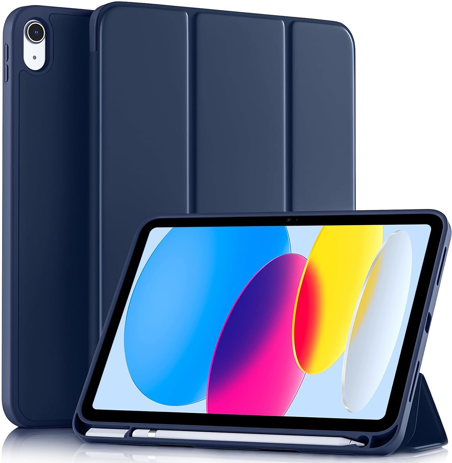 ProElite Smart Case for iPad (A16) 11th/10th Generation (2025/2022) [Auto Sleep/Wake Cover] [Pencil Holder] [Soft Flexible Case] Recoil Series for Apple iPad 10th/11th Gen – Dark Blue