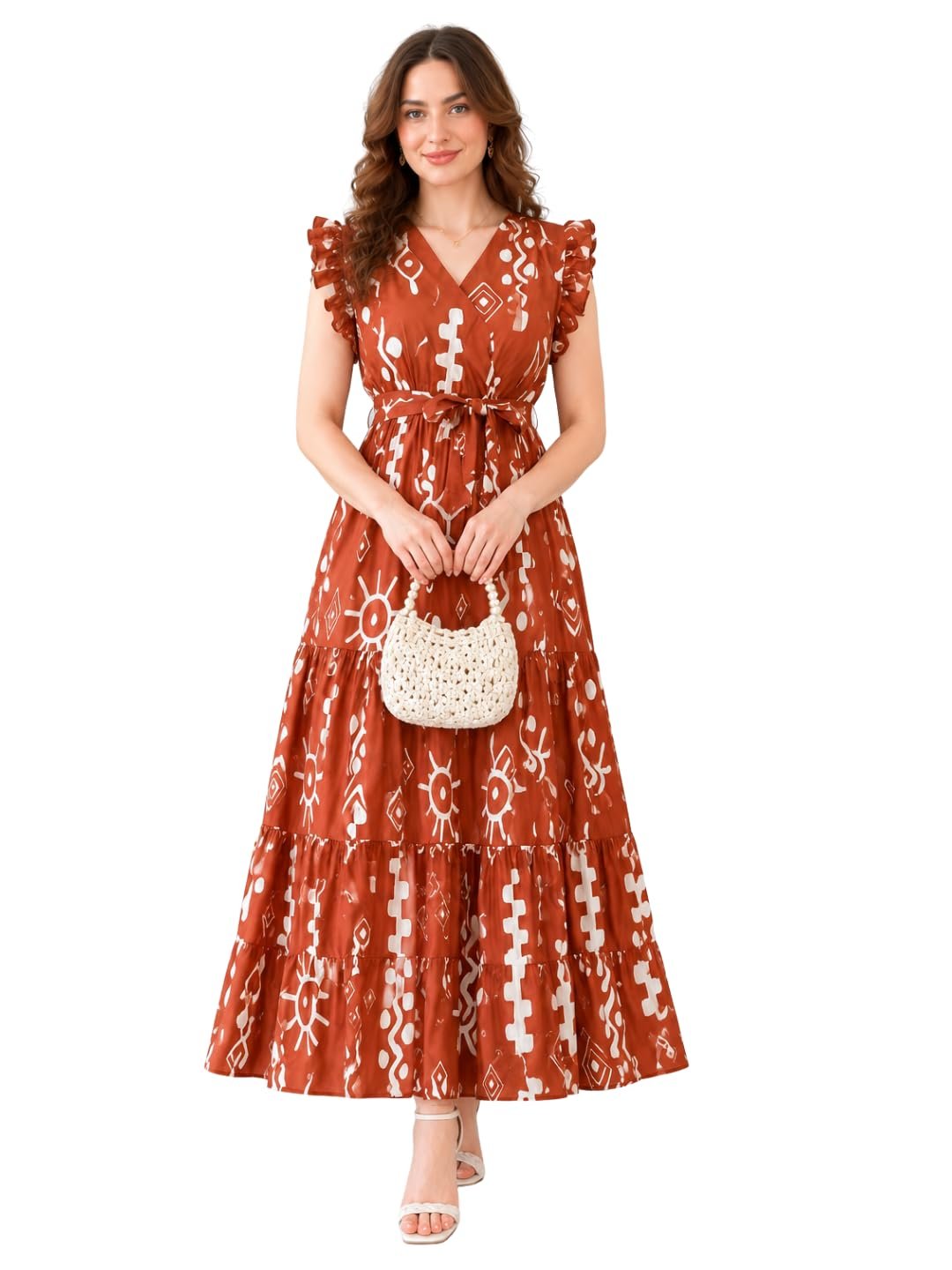 Modestouze Attires Dress for Women Western Maxi Style, Indo Western Dresses, One Piece Long Gown, A Line Flared Pattern, Ethnic Look Outfit for Women